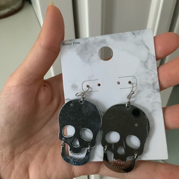 Mirrored Skeleton Statement Dangle Earrings Silver BRAND NEW Jewellery Women’s - Picture 3 of 11